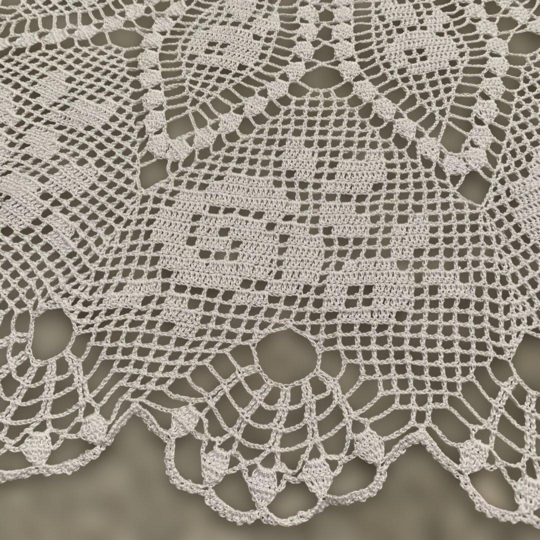 こレース編み円形テーブルクロス ホワイト