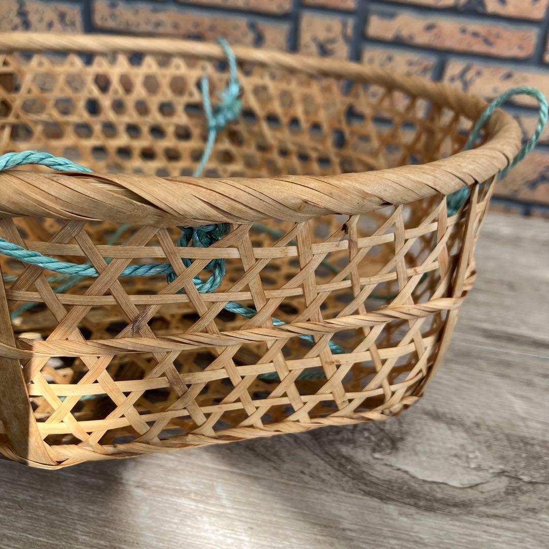B-壁 竹細工 六つ目編み 竹籠 2個セット（大・小） 昭和レトロ