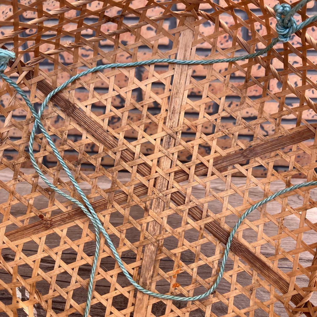 B-壁 竹細工 六つ目編み 竹籠 2個セット（大・小） 昭和レトロ