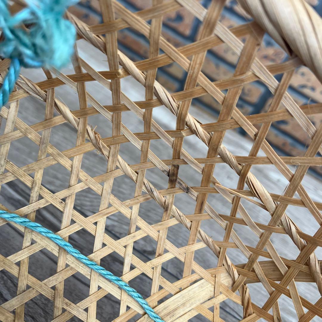 B-壁 竹細工 六つ目編み 竹籠 2個セット（大・小） 昭和レトロ