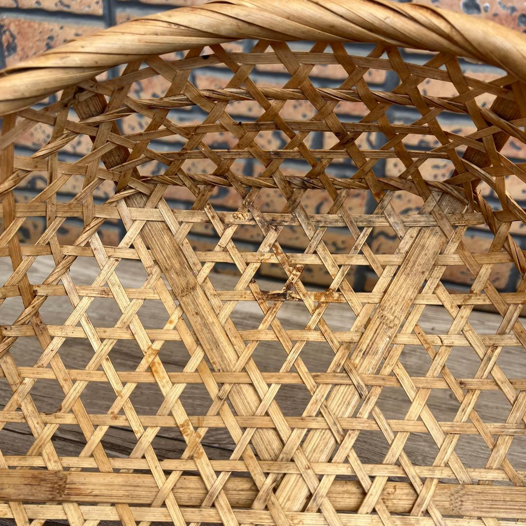 B-壁 竹細工 六つ目編み 竹籠 2個セット（大・小） 昭和レトロ