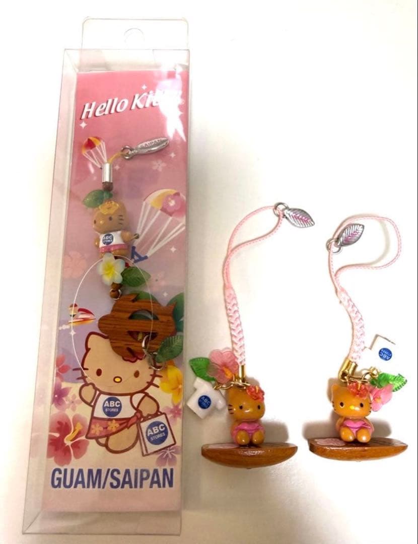ご当地ハワイグアム日焼けkitty根付けストラップ abcstore