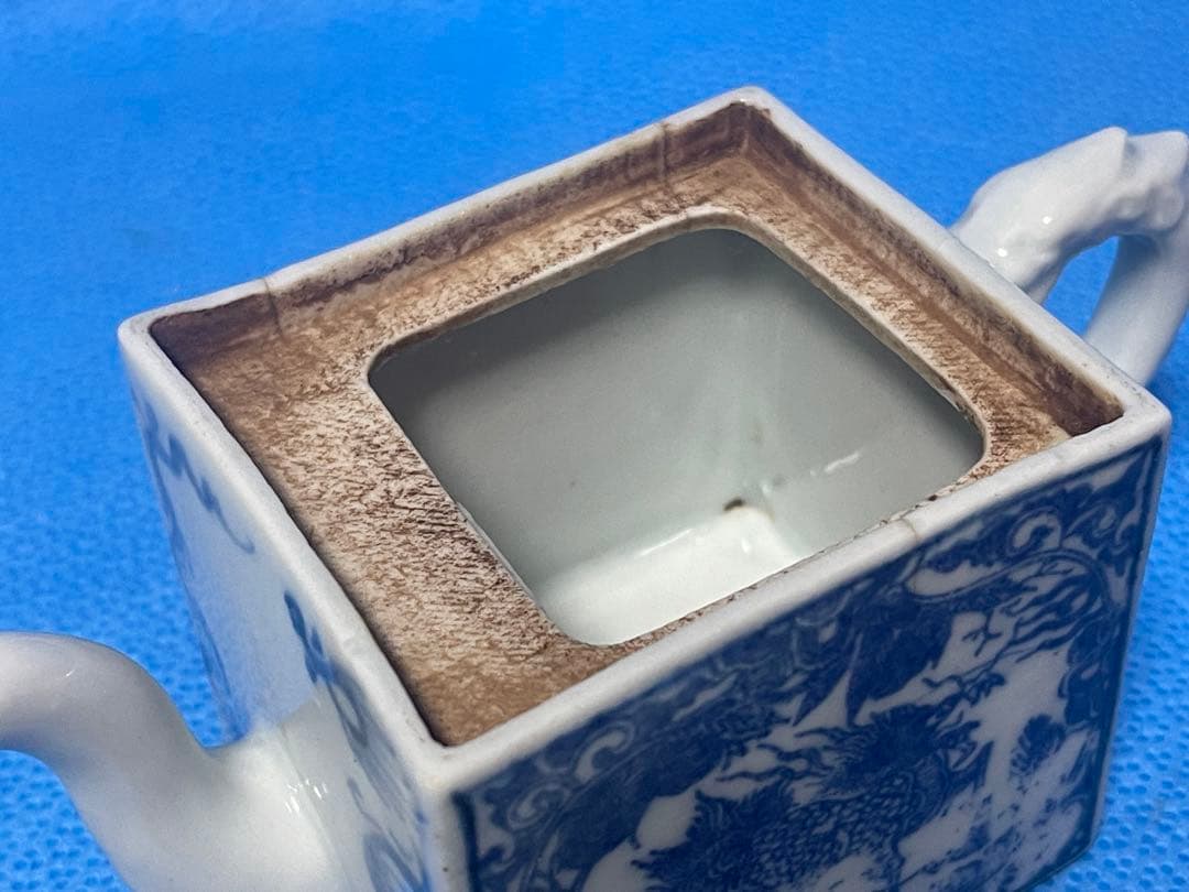 京都洛東　鳳瑞の四角い陶器急須　水注　湯さまし　珍品