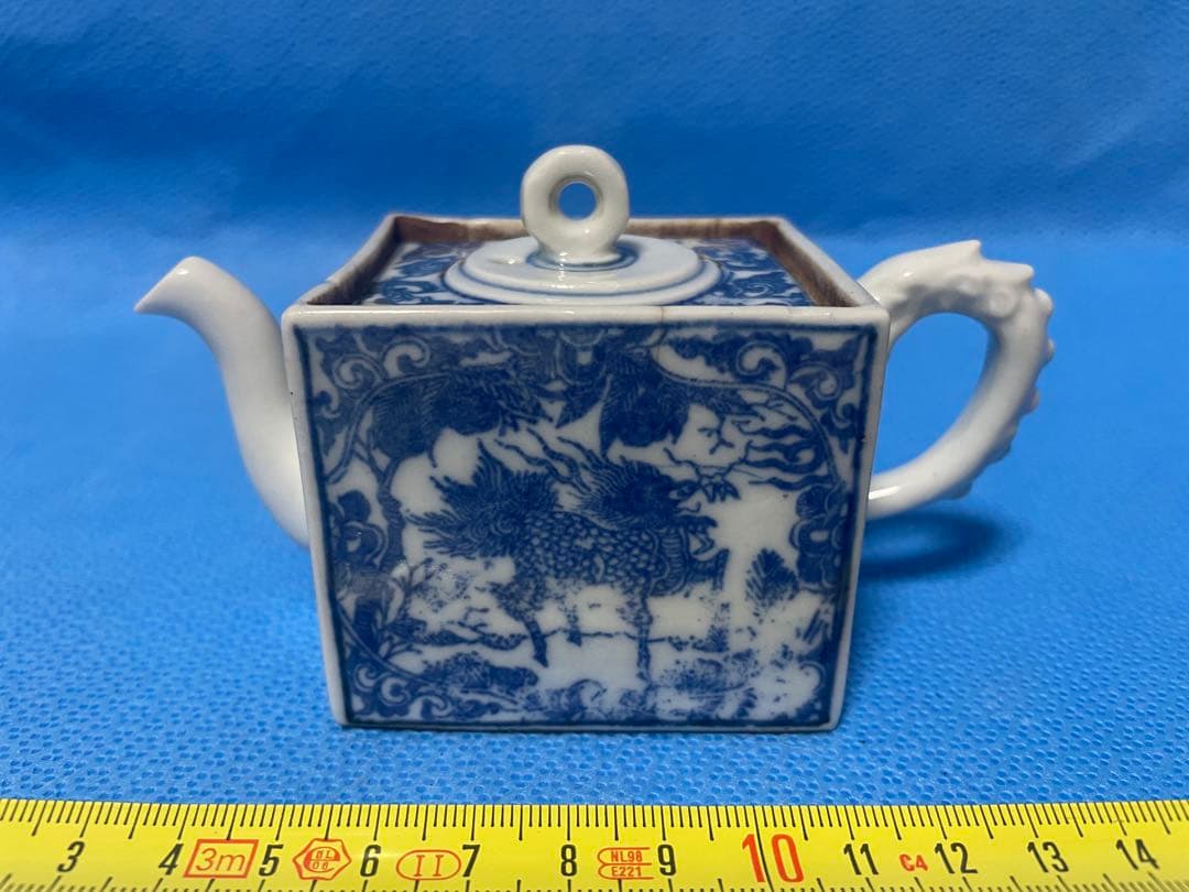 京都洛東　鳳瑞の四角い陶器急須　水注　湯さまし　珍品