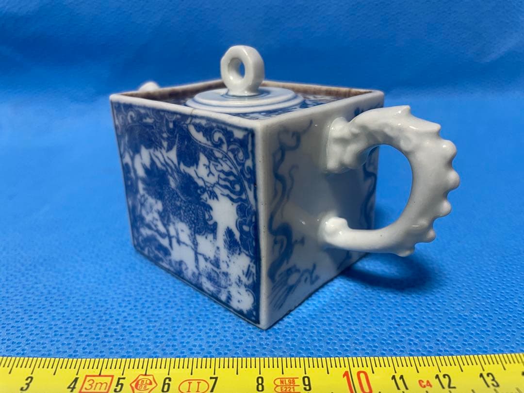 京都洛東　鳳瑞の四角い陶器急須　水注　湯さまし　珍品