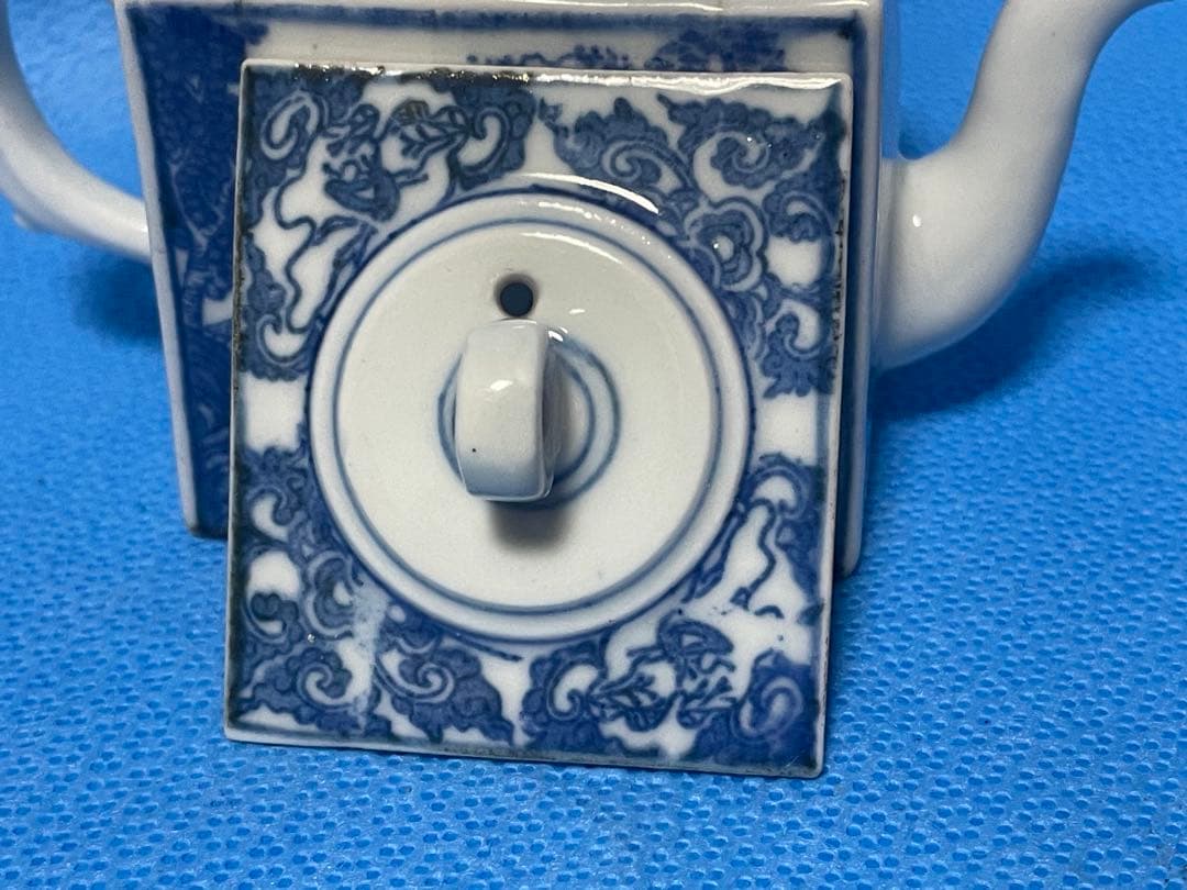 京都洛東　鳳瑞の四角い陶器急須　水注　湯さまし　珍品