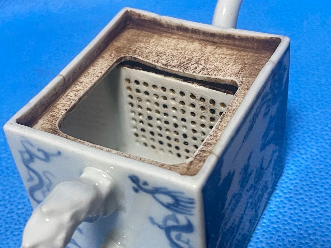 京都洛東　鳳瑞の四角い陶器急須　水注　湯さまし　珍品