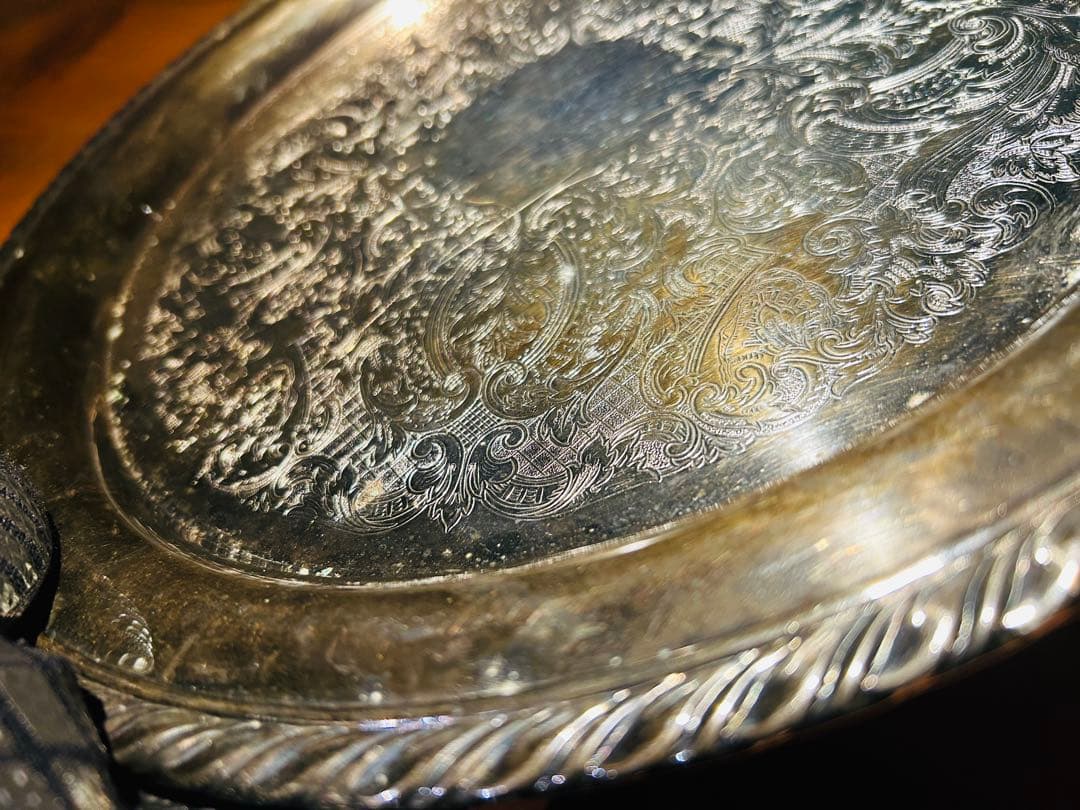 USAアンティーク】 ONEDIA シルバープレート　大皿　トレー　トレンチ