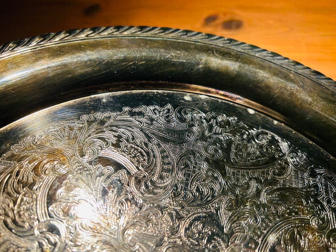 USAアンティーク】 ONEDIA シルバープレート　大皿　トレー　トレンチ