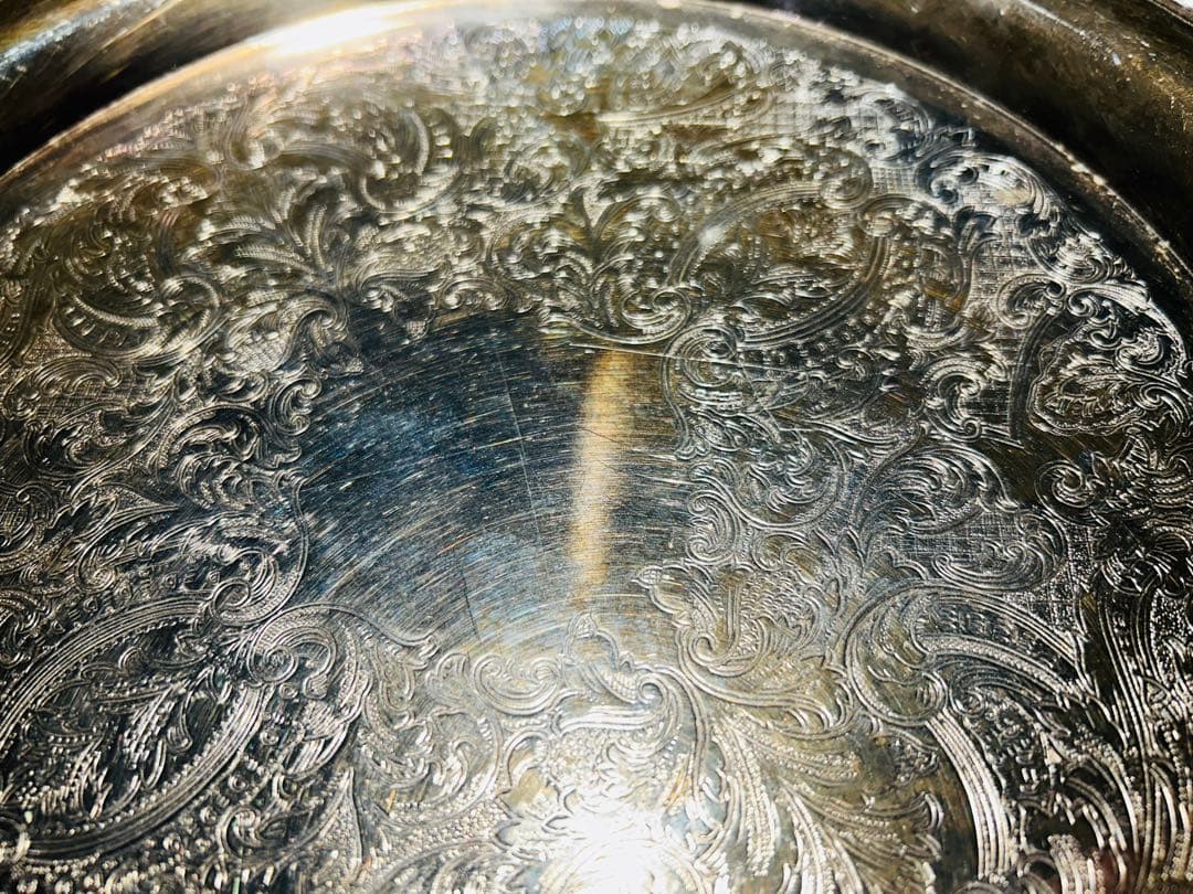 USAアンティーク】 ONEDIA シルバープレート　大皿　トレー　トレンチ