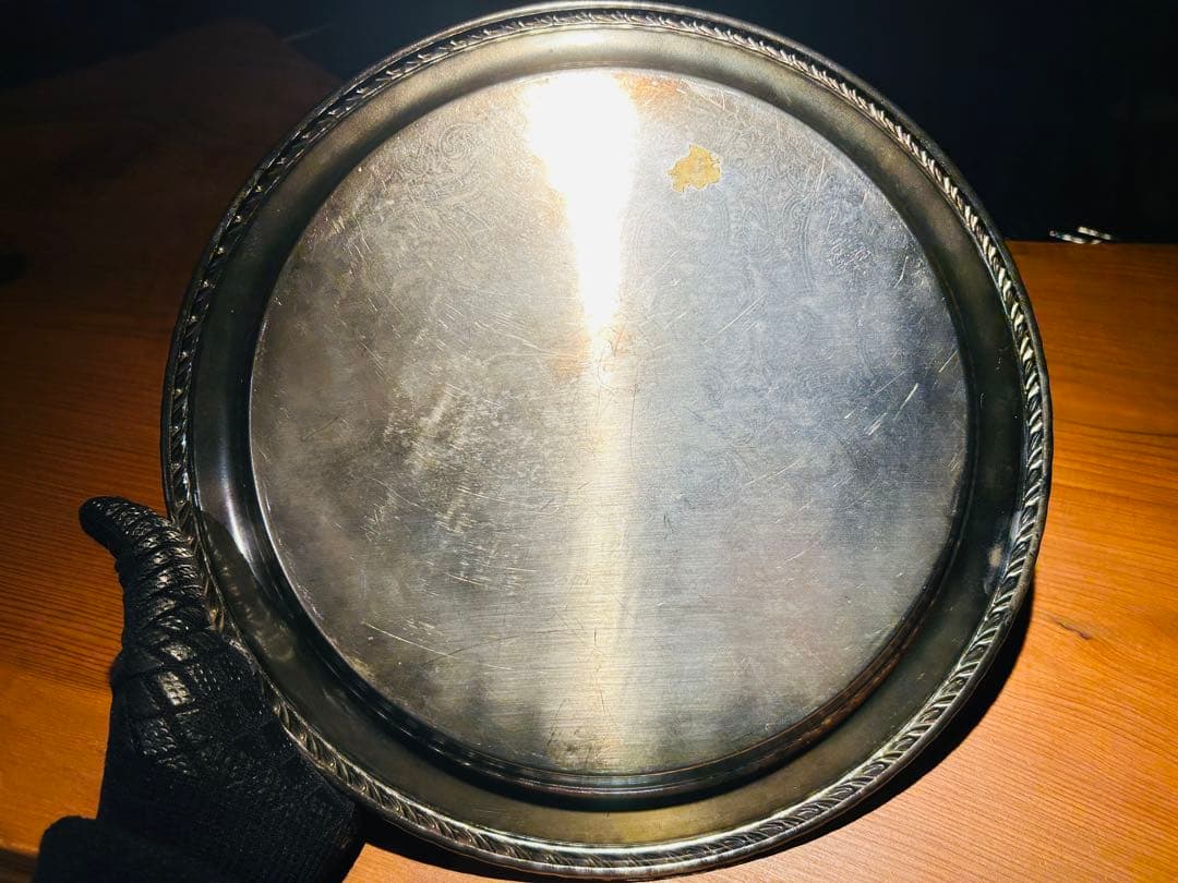 USAアンティーク】 ONEDIA シルバープレート　大皿　トレー　トレンチ