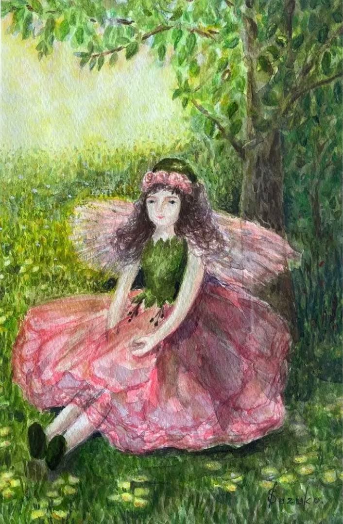 森の天使　透明水彩画　お値下げ致しました