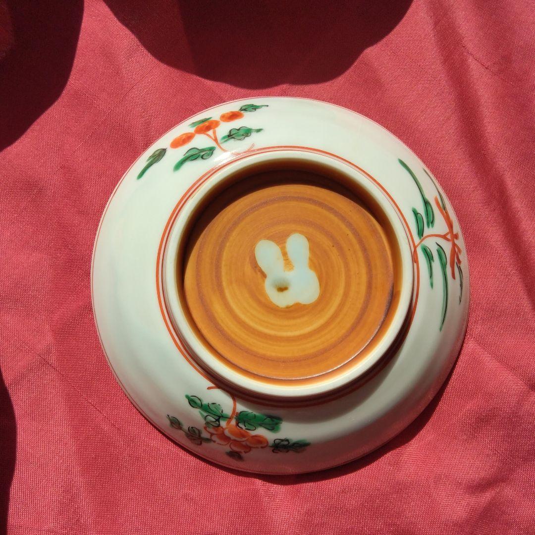 レトロ 手描き 清水焼き 青い花模様と色鮮やかな皿10枚セット