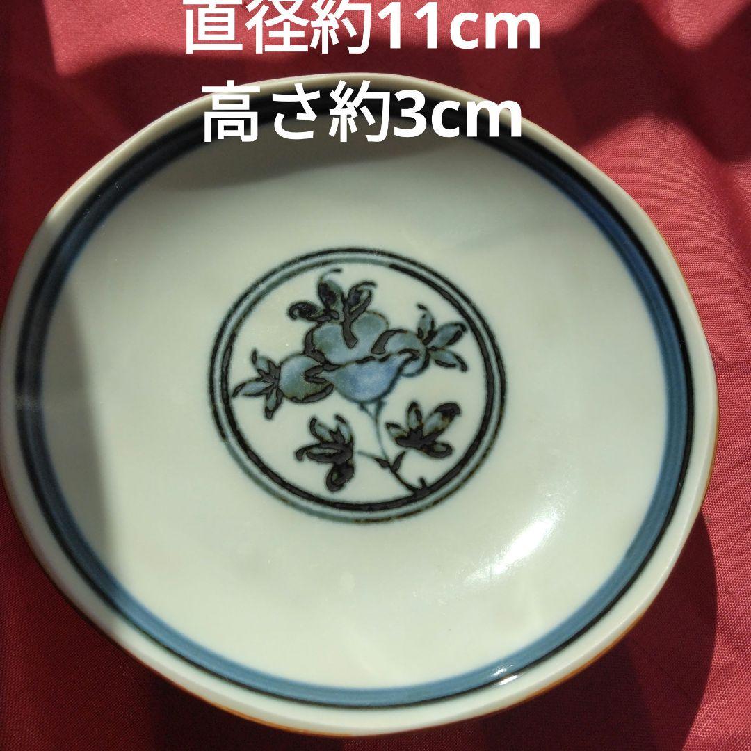 レトロ 手描き 清水焼き 青い花模様と色鮮やかな皿10枚セット