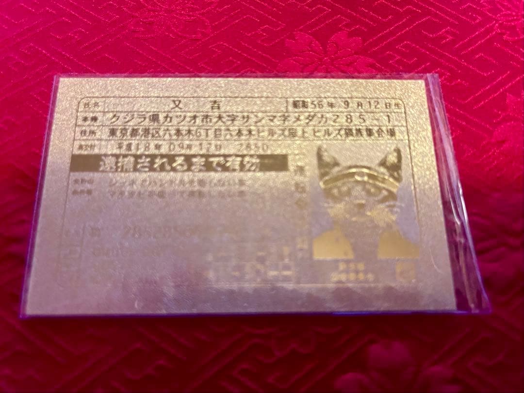 なめ猫　25周年記念　ゴールド　免許証　レア 限定
