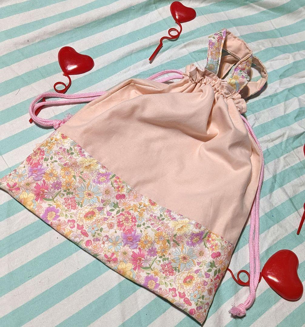 さくらんぼ　くすみピンク　体操着袋　お着替え袋　入学　入園　女子　巾着袋
