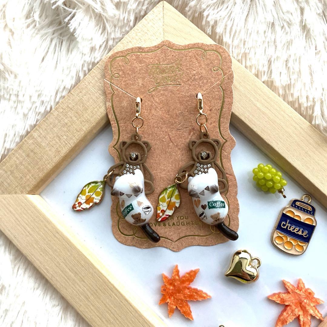 ☆透かしクマさんが綺麗Cafe猫ちゃんチャーム☆B