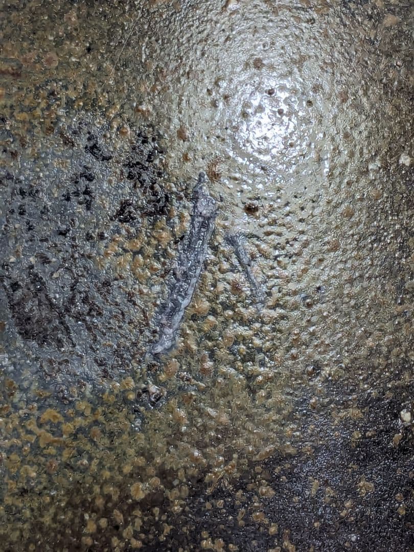 岡山県重要無形文化財 吉本正 備前焼 鶴首花入 共箱共布 虹彩 花器 華道具