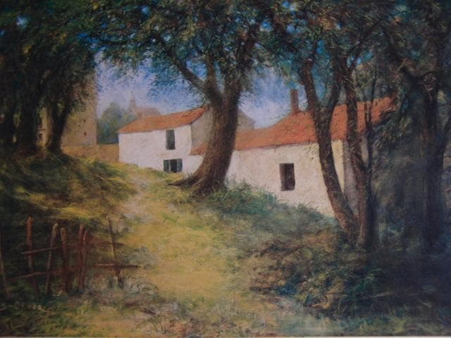 岡田三郎助、【フランス風景】、新品高級額 額装付、年代物・希少画集画