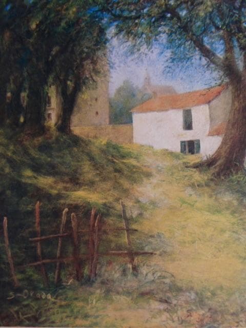 岡田三郎助、【フランス風景】、新品高級額 額装付、年代物・希少画集画