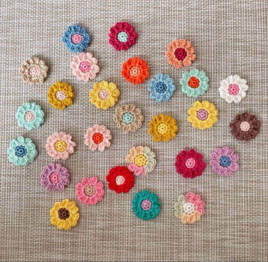 ハンドメイド かぎ針編み 花モチーフ カラフル アレンジ レース糸編み