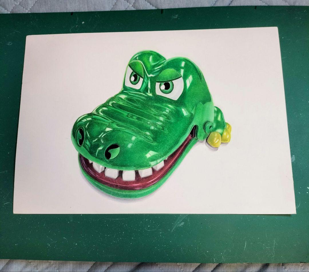 色鉛筆画　絵画　おもちゃのイラスト　原画　A4大(約22cm×30cm)