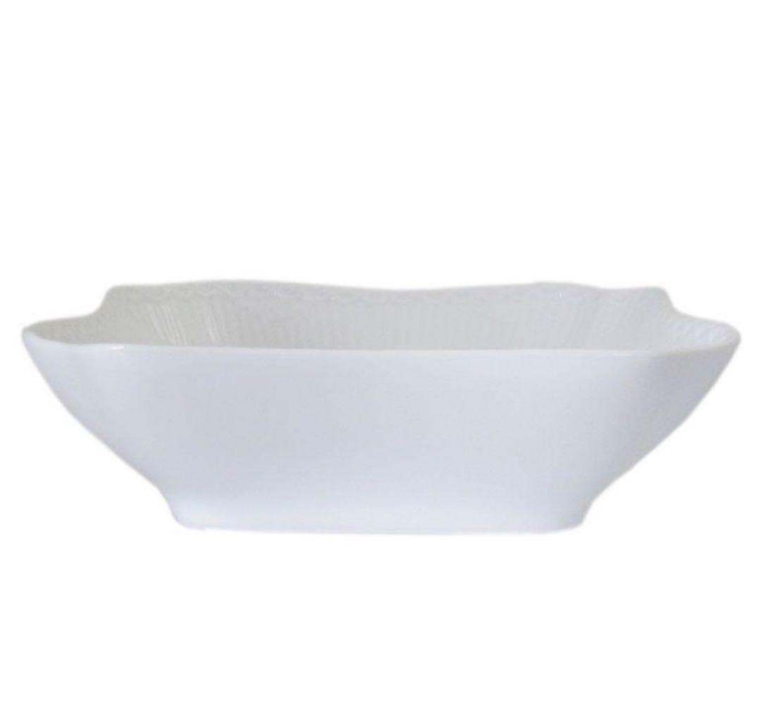 未使用 ロイヤルコペンハーゲン ホワイトフルーテッドハーフレース スクエアボウル