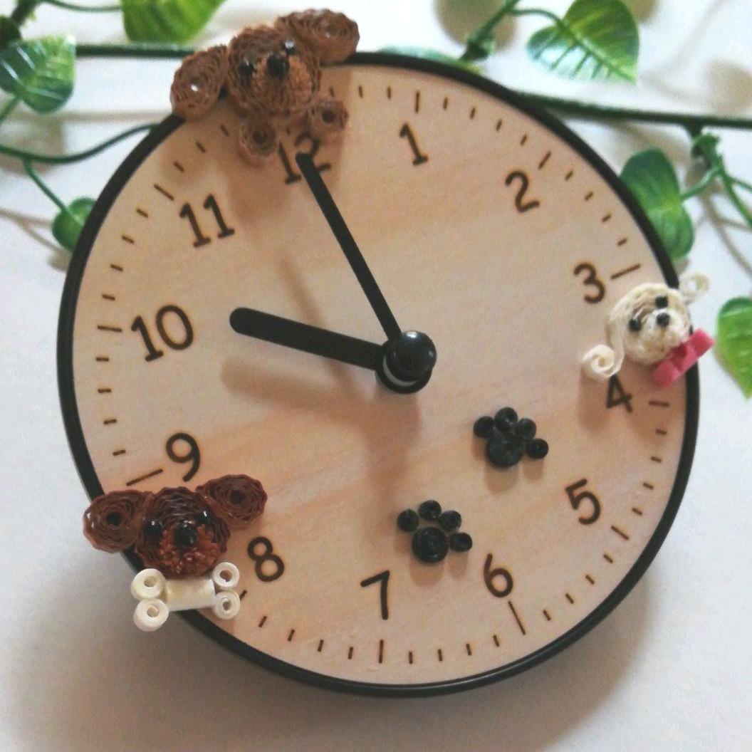 ペーパークイリング＊ワンワン時計(∪•ﻌ•∪)
