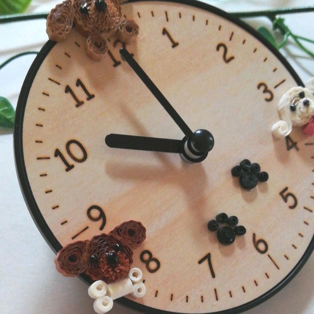 ペーパークイリング＊ワンワン時計(∪•ﻌ•∪)