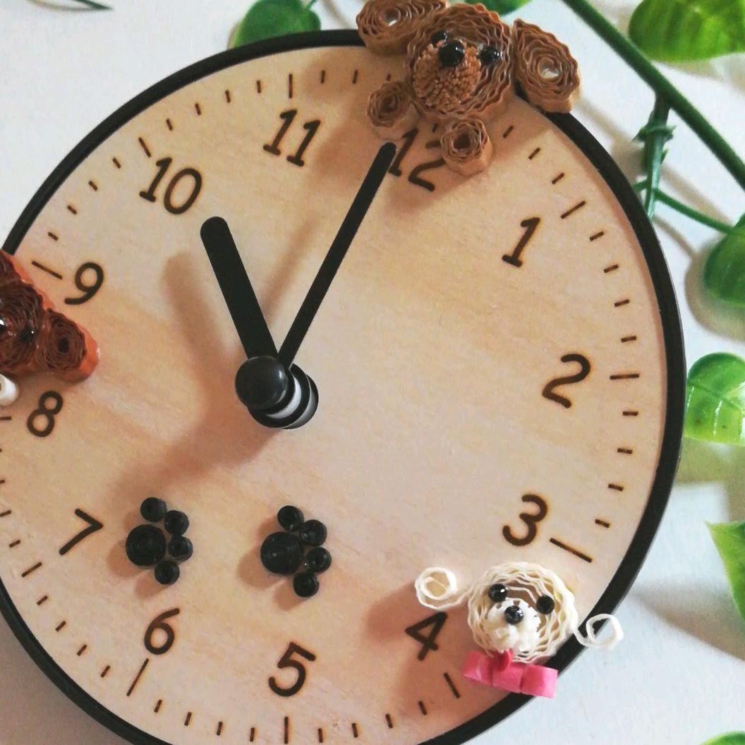 ペーパークイリング＊ワンワン時計(∪•ﻌ•∪)