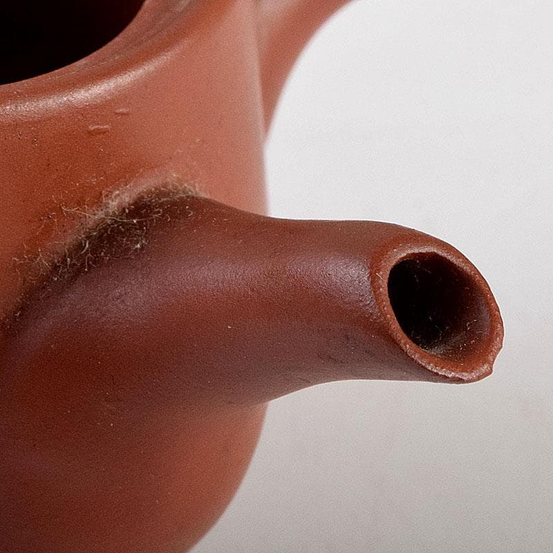 煎茶道具　俊峯作　紫砂　朱泥　鶴刻　急須　茶壷　C　9271