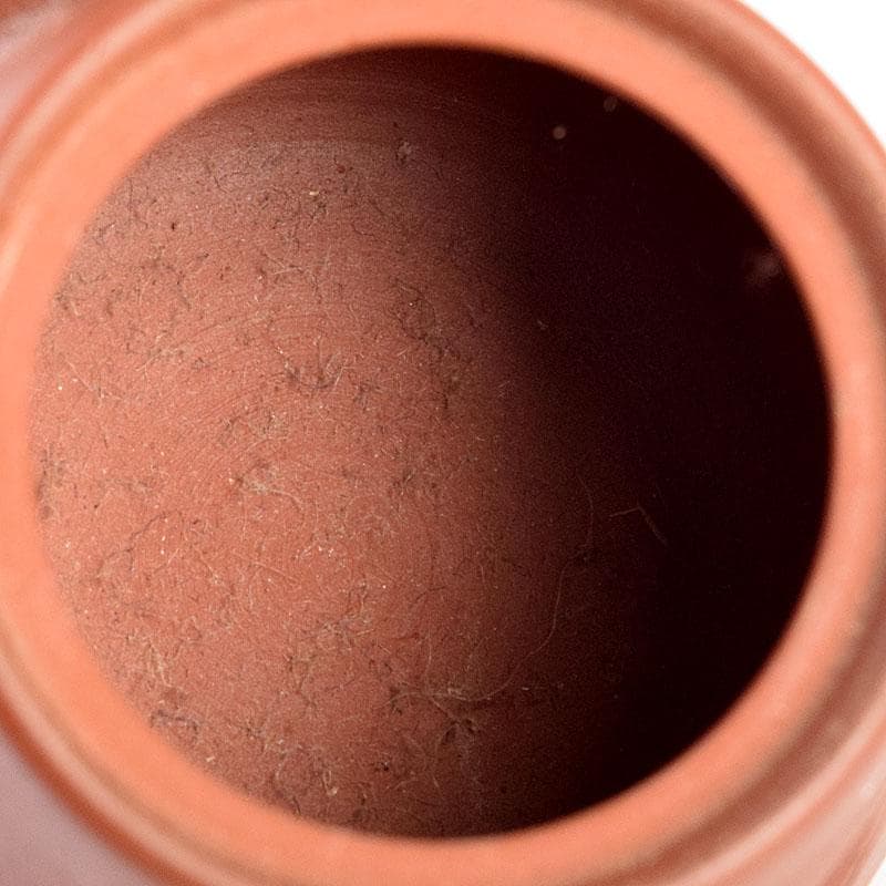 煎茶道具　俊峯作　紫砂　朱泥　鶴刻　急須　茶壷　C　9271