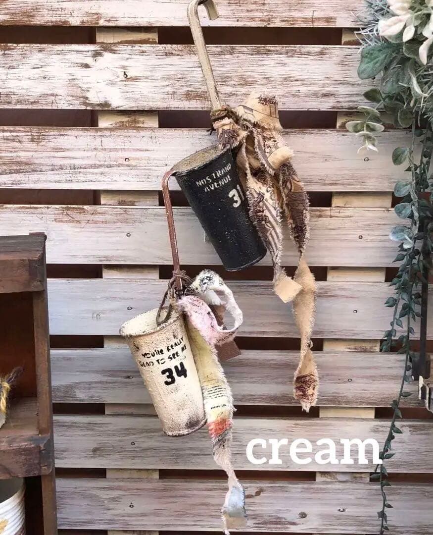 リメイク缶　フック付きポット　cream   No.428