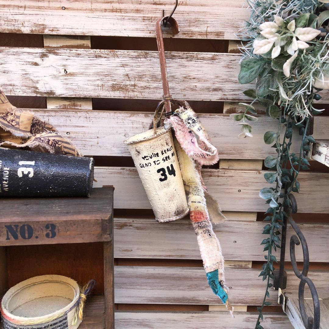 リメイク缶　フック付きポット　cream   No.428