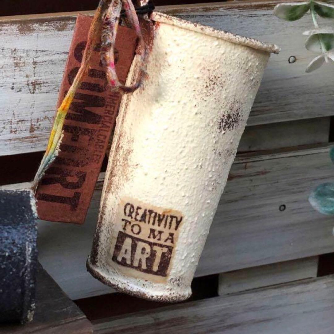 リメイク缶　フック付きポット　cream   No.428