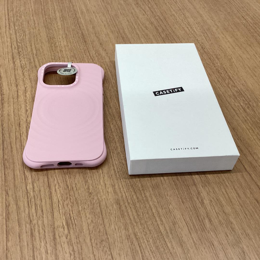 iPhone 14 Pro ケース 波型シリコン MagSafe サクラピンク