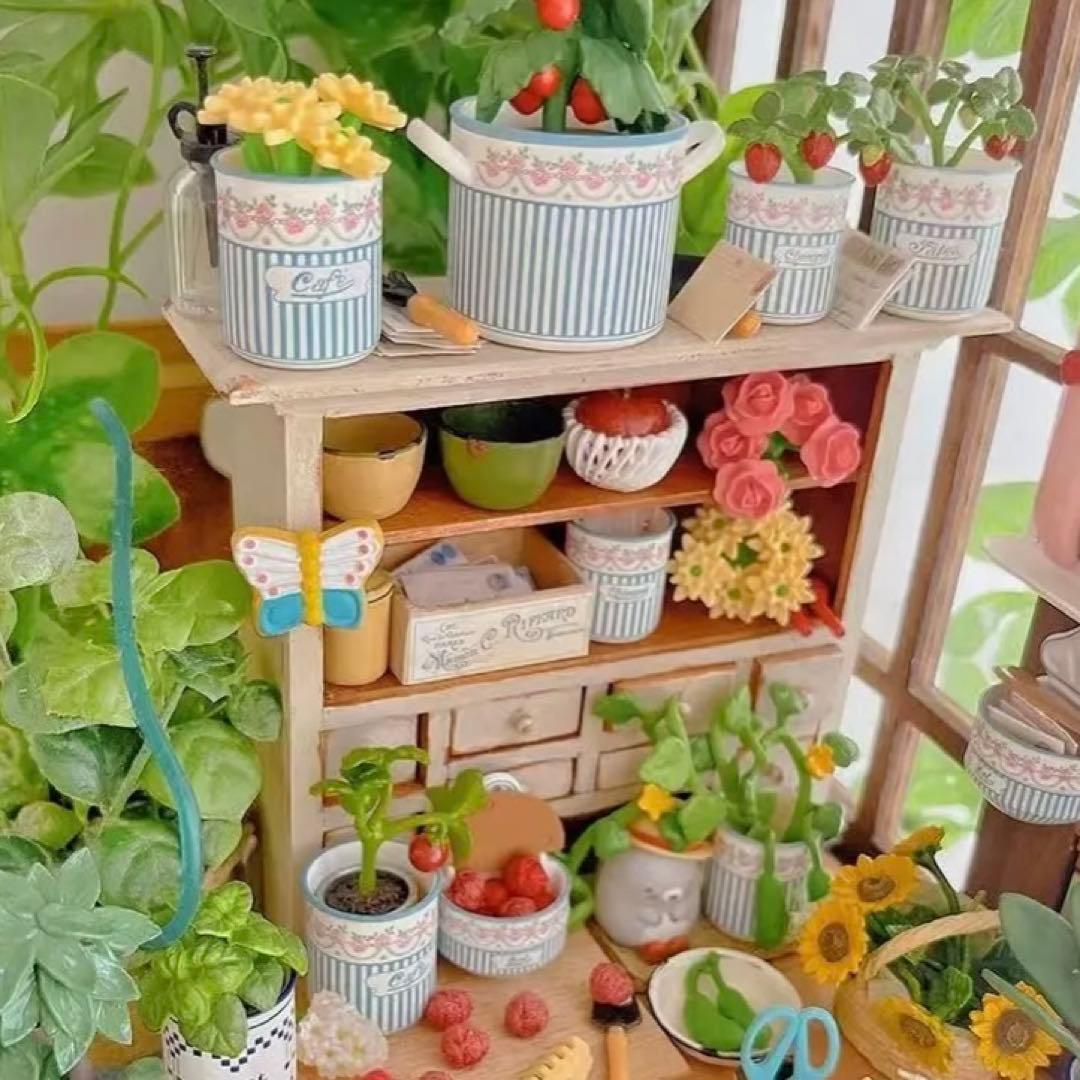 ミニチュア　キッチン雑貨　ブルーストライプ　西洋雑貨　ドールハウス 1/6