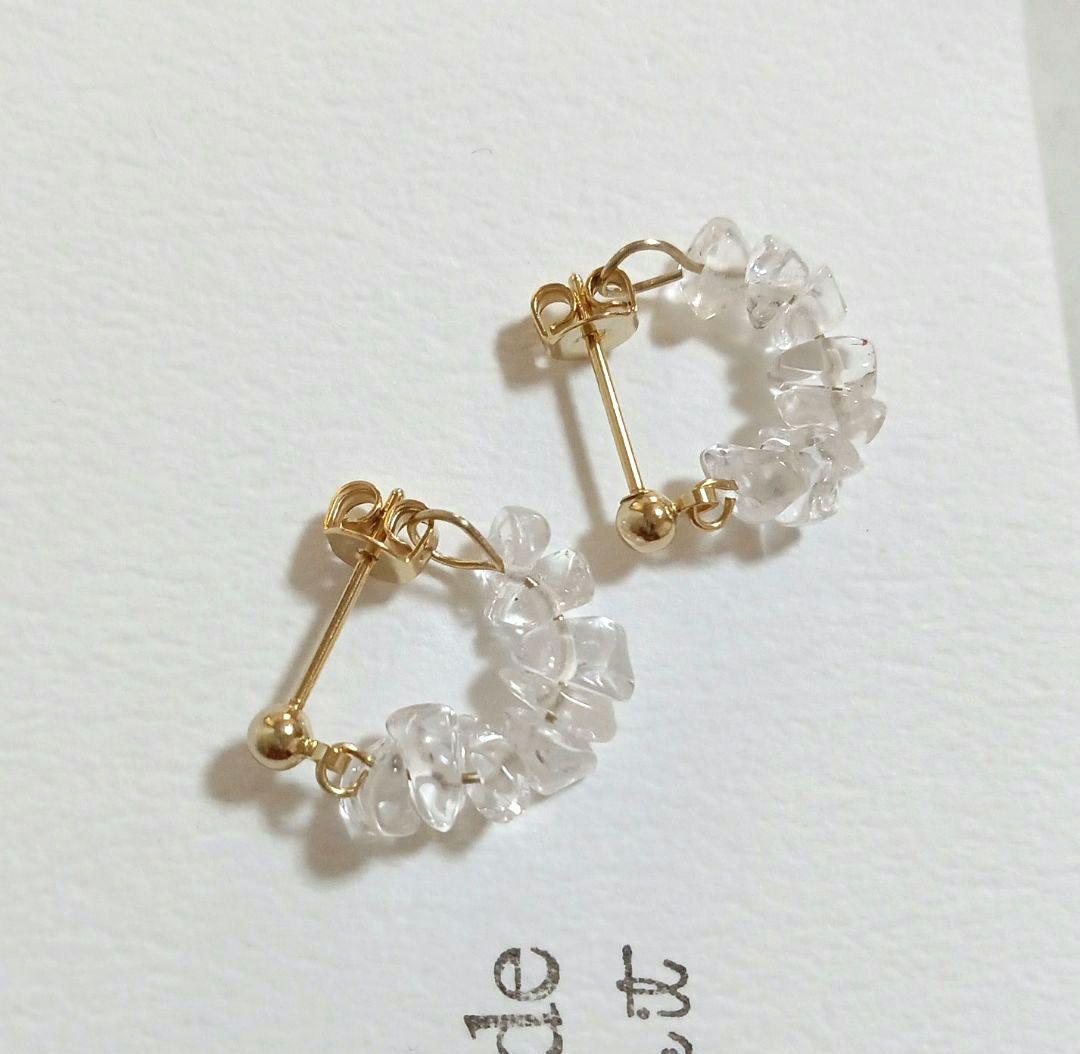 1593 生命力を活性化✨️✨️　水晶ピアス　クォーツピアス　ハンドメイド