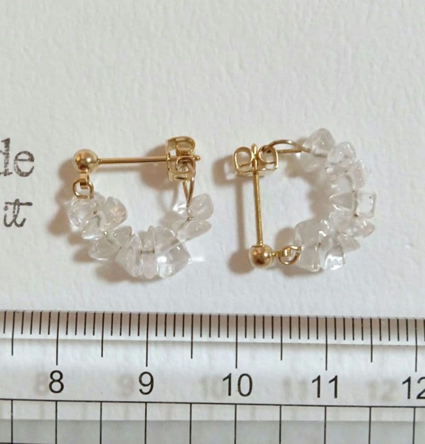 1593 生命力を活性化✨️✨️　水晶ピアス　クォーツピアス　ハンドメイド