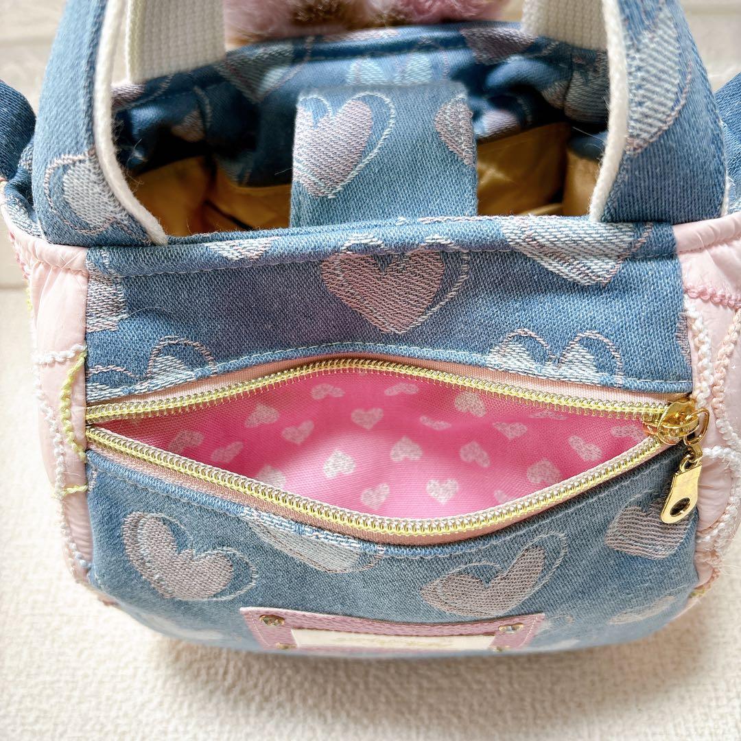コヤンイサムチョン　ころりんバッグ　ルミちゃん　ハート柄デニム　うさちゃん