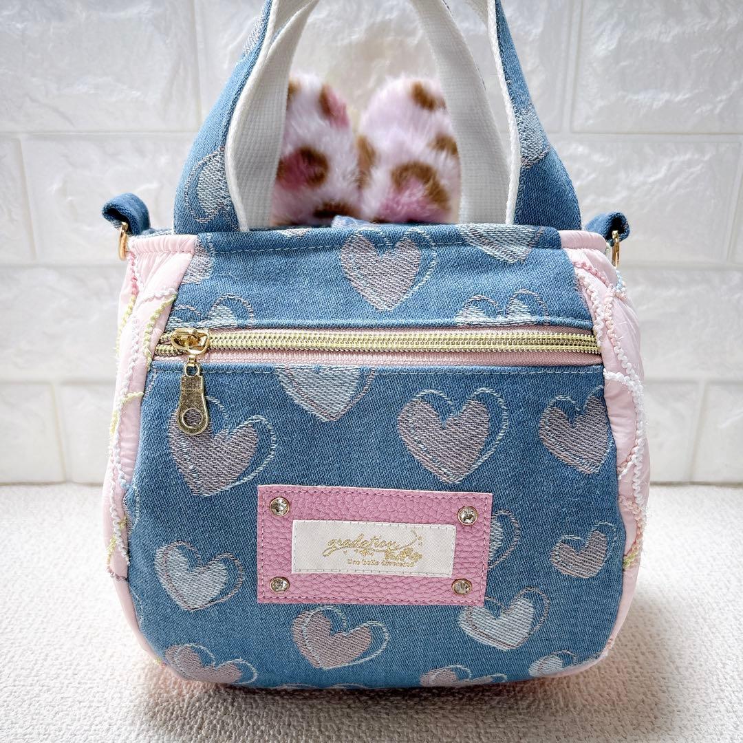 コヤンイサムチョン　ころりんバッグ　ルミちゃん　ハート柄デニム　うさちゃん