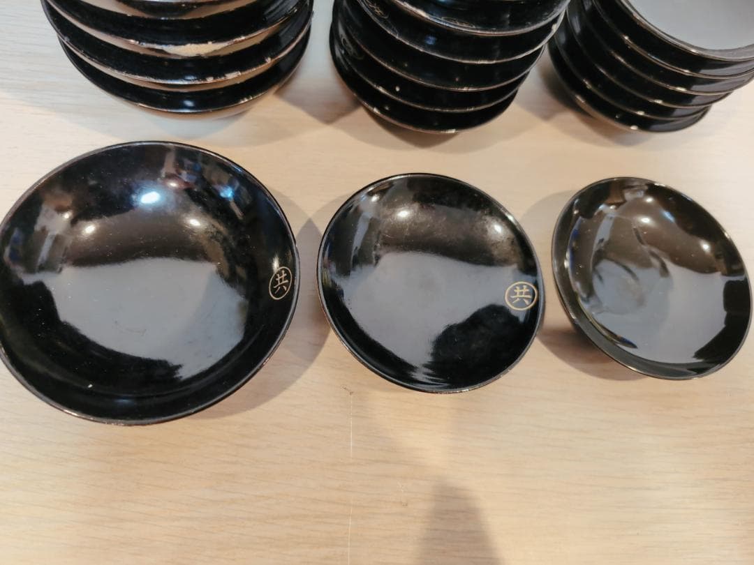 8-3 小皿 漆塗り まとめ売り セット 黒い皿セット 大量 剥げあり