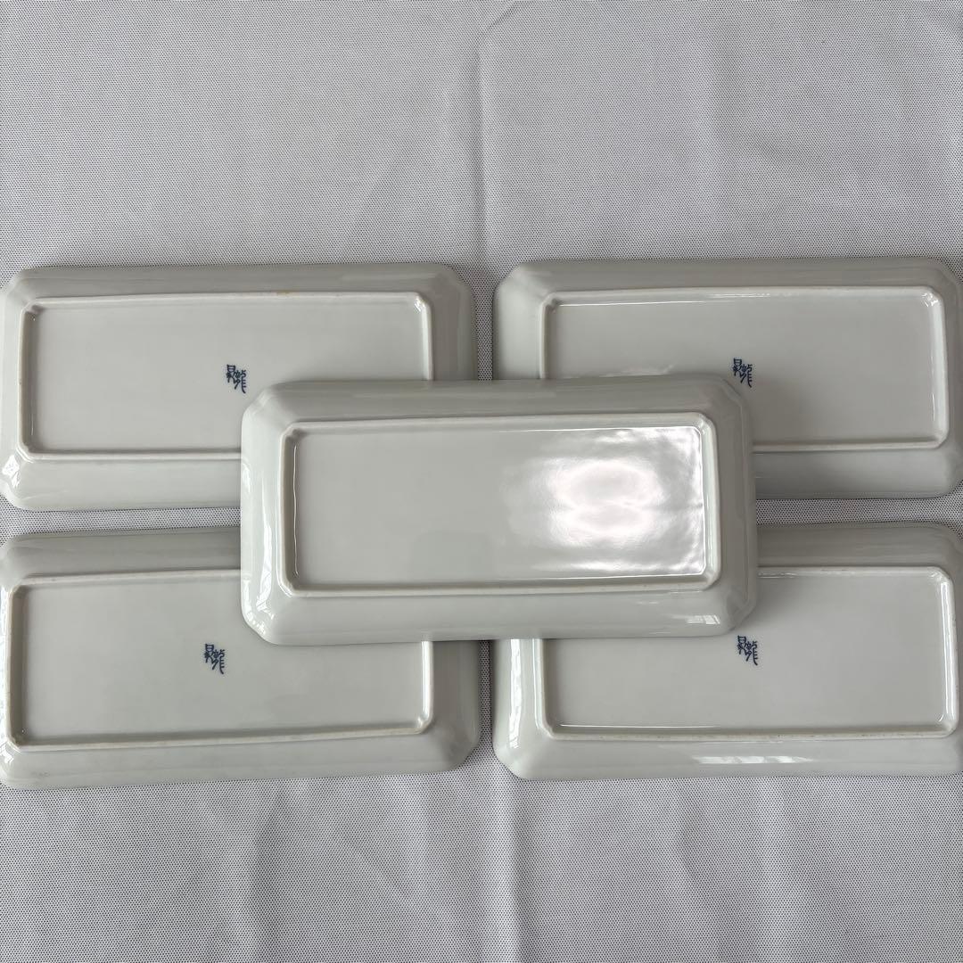 有田焼 昇龍窯 古伊万里 染錦 長角皿 5枚