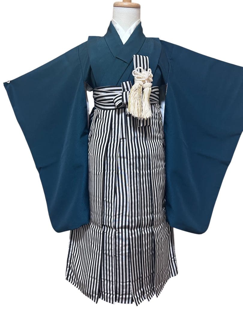 5歳フルセット♡七五三　男の子　一式　縦縞袴　深緑　黒