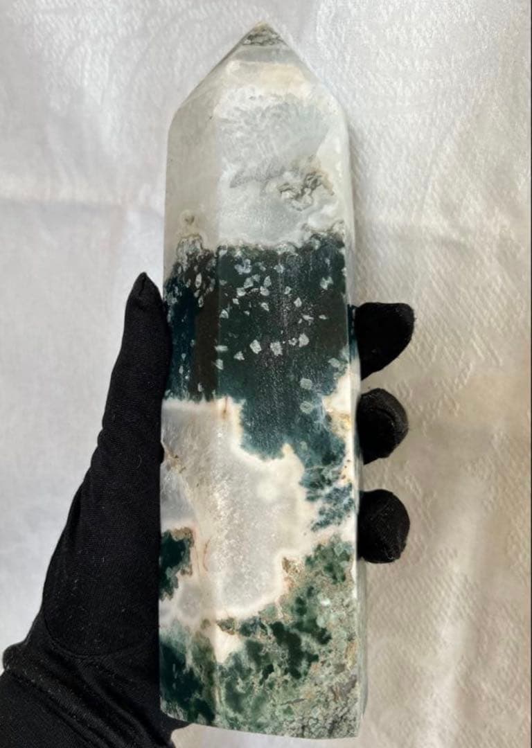 モスアゲート 特大 タワー六角柱 天然石