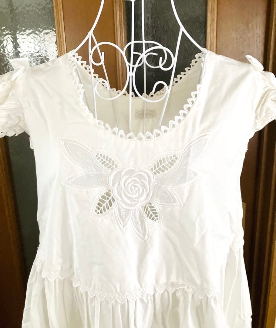おけい⭐️ANLICO・素敵な割烹着／エプロン／白／美品