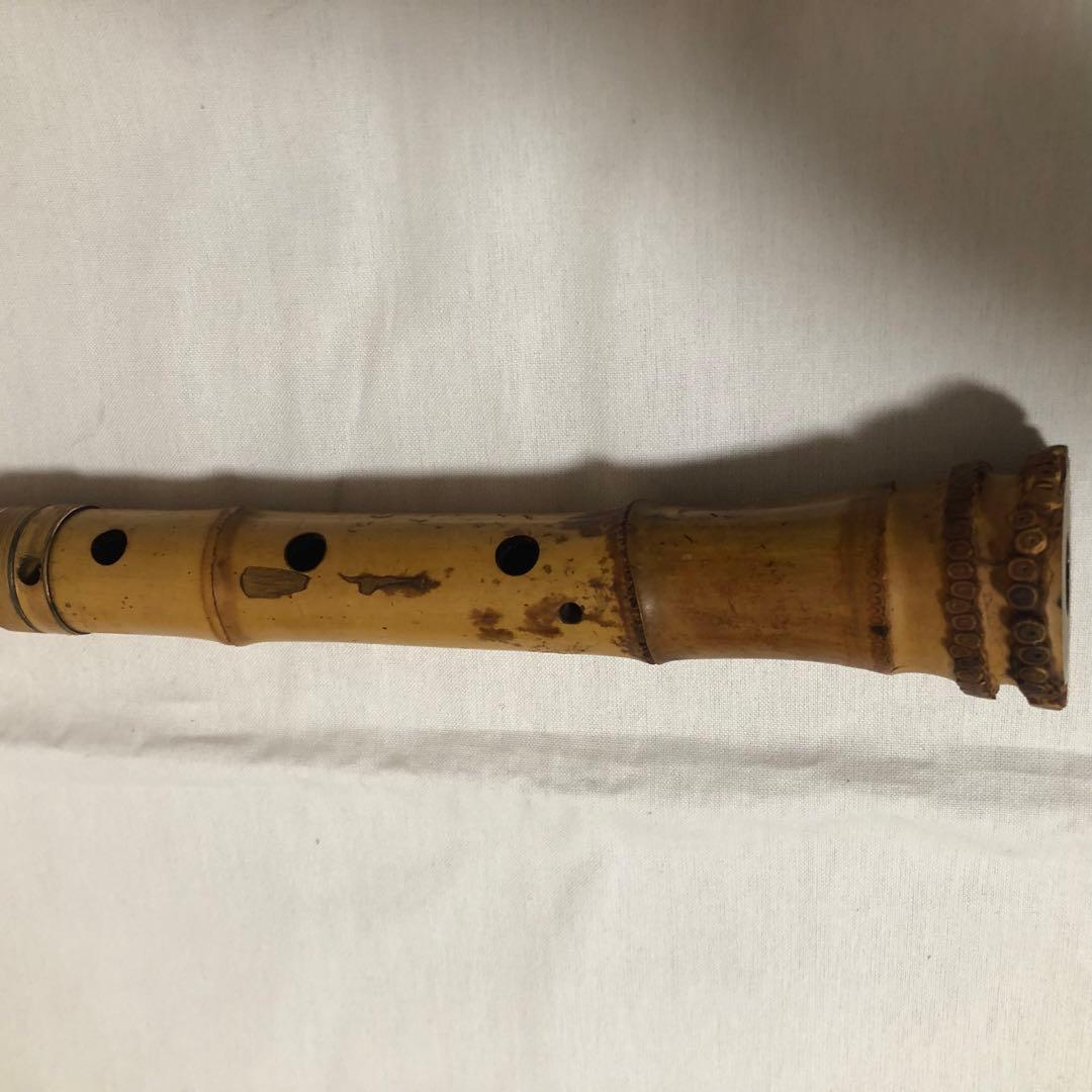 送料込★6孔★尺八 翠光 焼印 銘有 クラック無 2分割 約58cm 1尺9寸