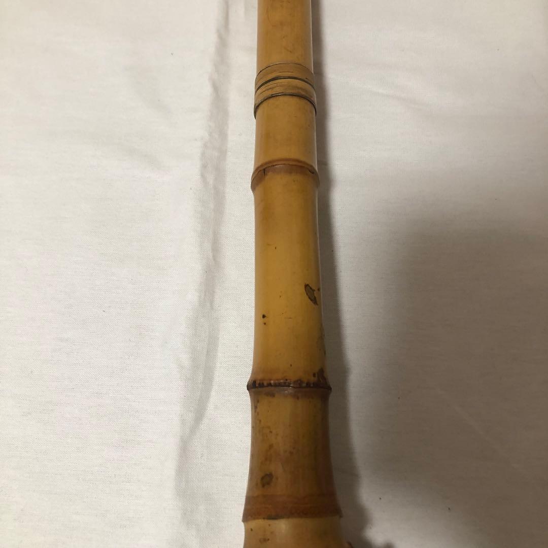 送料込★6孔★尺八 翠光 焼印 銘有 クラック無 2分割 約58cm 1尺9寸