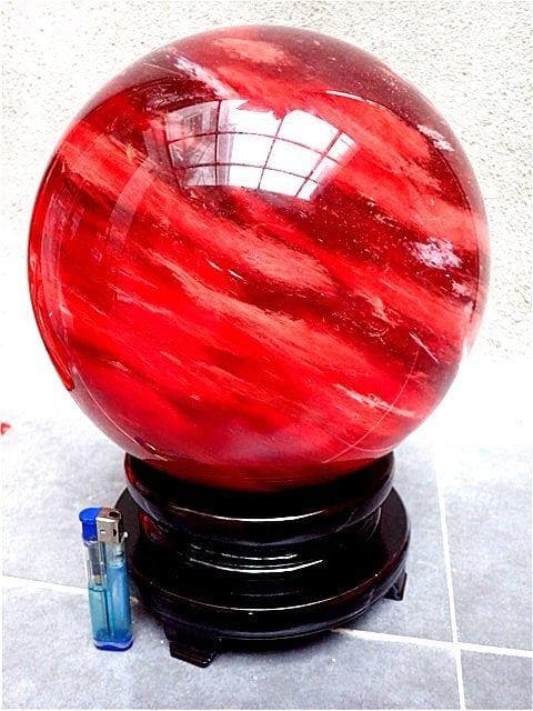 「在庫処分」229mm 18325g超綺麗赤水晶丸玉B81E1/733E02D