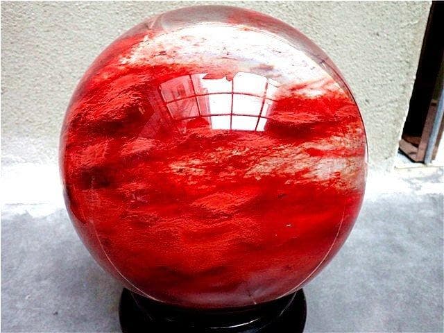「在庫処分」229mm 18325g超綺麗赤水晶丸玉B81E1/733E02D